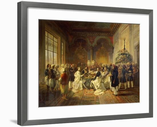 Lunch Provided in Smyrna by Halim Pasha from the Trip of Maximilian of Habsburg and His Brother-Peter Johann Nepomuk Geiger-Framed Giclee Print