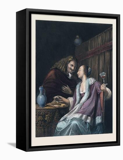 Lunch with Oysters and Wine-Frans Van Mieris-Framed Premier Image Canvas