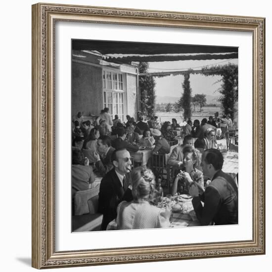 Luncheon on the Terrace at the Exclusive Golf Club Outside Rome-Alfred Eisenstaedt-Framed Photographic Print