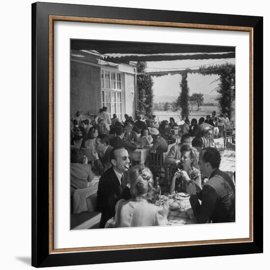 Luncheon on the Terrace at the Exclusive Golf Club Outside Rome-Alfred Eisenstaedt-Framed Photographic Print