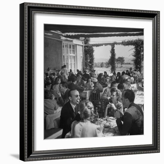 Luncheon on the Terrace at the Exclusive Golf Club Outside Rome-Alfred Eisenstaedt-Framed Photographic Print