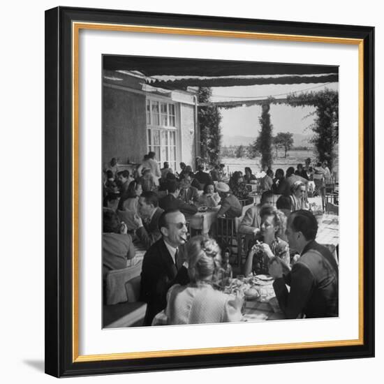 Luncheon on the Terrace at the Exclusive Golf Club Outside Rome-Alfred Eisenstaedt-Framed Photographic Print