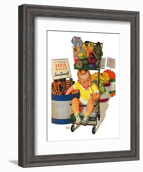 "Lunchtime at the Grocery," August 31, 1940-Albert W. Hampson-Framed Giclee Print