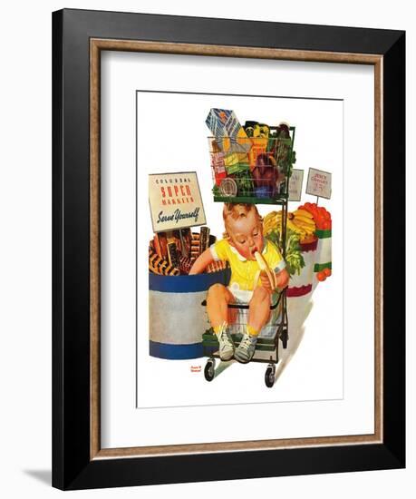 "Lunchtime at the Grocery," August 31, 1940-Albert W. Hampson-Framed Giclee Print