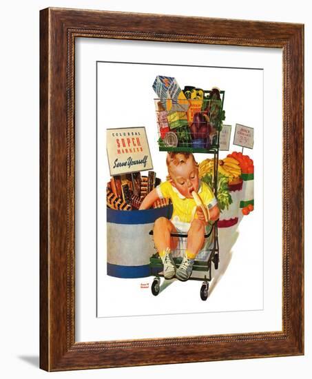 "Lunchtime at the Grocery," August 31, 1940-Albert W. Hampson-Framed Giclee Print