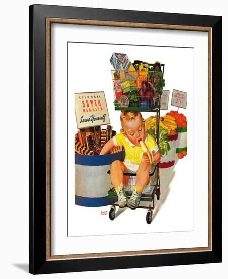 "Lunchtime at the Grocery," August 31, 1940-Albert W. Hampson-Framed Giclee Print