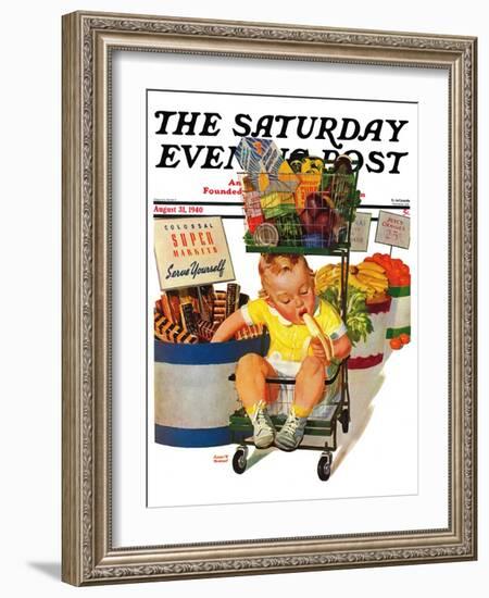"Lunchtime at the Grocery," Saturday Evening Post Cover, August 31, 1940-Albert W. Hampson-Framed Giclee Print