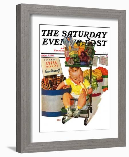 "Lunchtime at the Grocery," Saturday Evening Post Cover, August 31, 1940-Albert W. Hampson-Framed Giclee Print