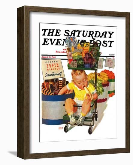 "Lunchtime at the Grocery," Saturday Evening Post Cover, August 31, 1940-Albert W. Hampson-Framed Giclee Print