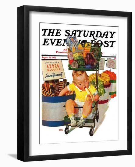 "Lunchtime at the Grocery," Saturday Evening Post Cover, August 31, 1940-Albert W. Hampson-Framed Giclee Print