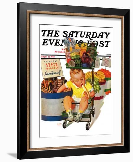 "Lunchtime at the Grocery," Saturday Evening Post Cover, August 31, 1940-Albert W. Hampson-Framed Giclee Print