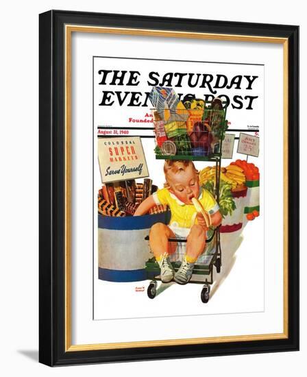 "Lunchtime at the Grocery," Saturday Evening Post Cover, August 31, 1940-Albert W. Hampson-Framed Giclee Print