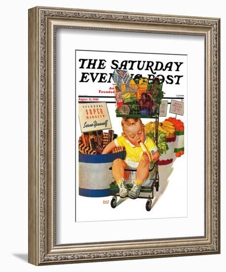 "Lunchtime at the Grocery," Saturday Evening Post Cover, August 31, 1940-Albert W. Hampson-Framed Giclee Print