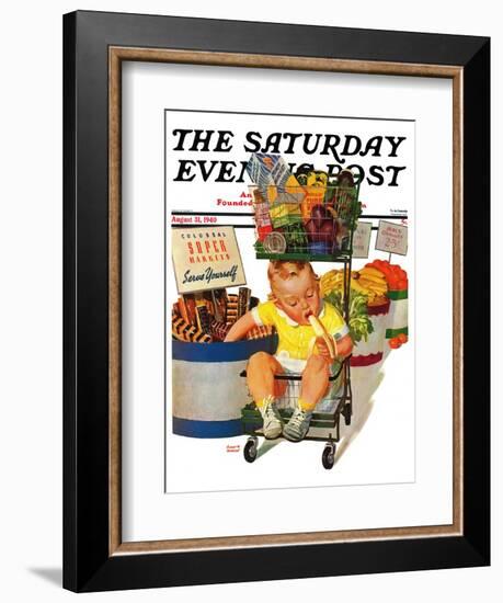 "Lunchtime at the Grocery," Saturday Evening Post Cover, August 31, 1940-Albert W. Hampson-Framed Giclee Print