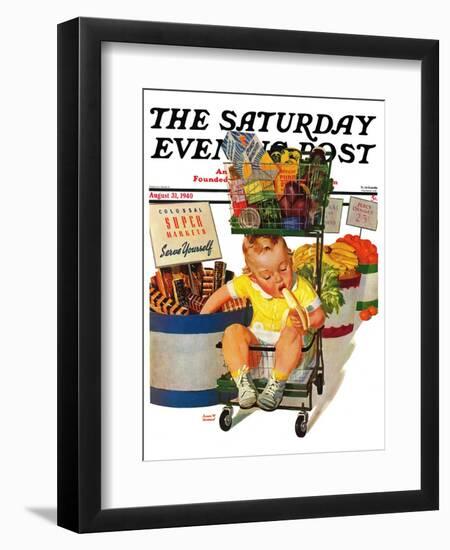 "Lunchtime at the Grocery," Saturday Evening Post Cover, August 31, 1940-Albert W. Hampson-Framed Giclee Print