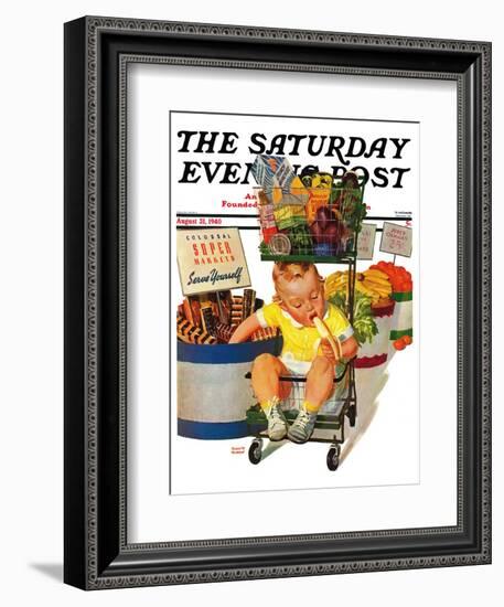 "Lunchtime at the Grocery," Saturday Evening Post Cover, August 31, 1940-Albert W. Hampson-Framed Giclee Print