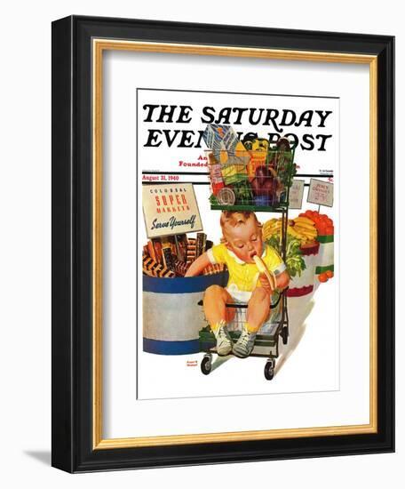 "Lunchtime at the Grocery," Saturday Evening Post Cover, August 31, 1940-Albert W. Hampson-Framed Giclee Print