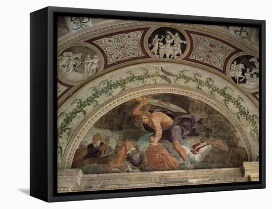 Lunette Showing David and Goliath-Giulio Romano-Framed Premier Image Canvas