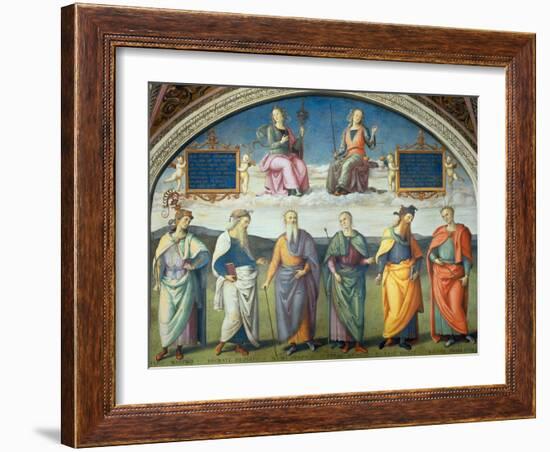 Lunette with Power and Justice-Pietro Perugino-Framed Giclee Print