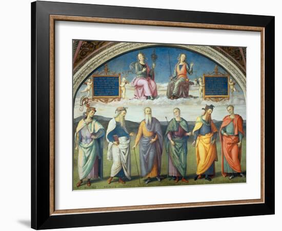 Lunette with Power and Justice-Pietro Perugino-Framed Giclee Print