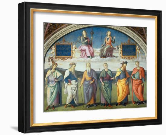 Lunette with Power and Justice-Pietro Perugino-Framed Giclee Print