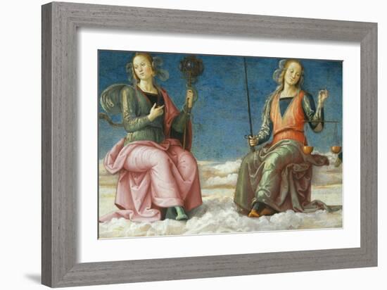 Lunette with Prudence and Justice-Pietro Perugino-Framed Giclee Print