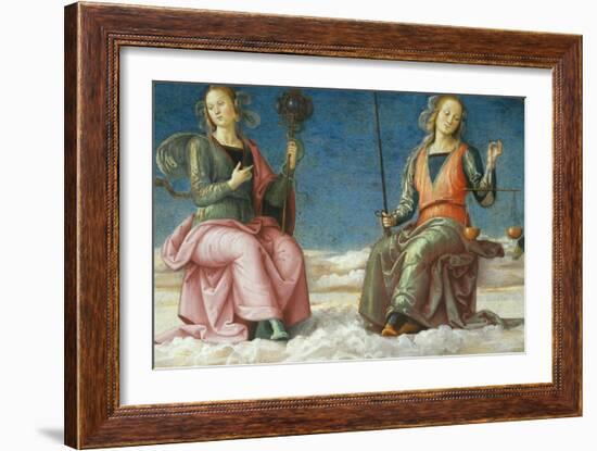 Lunette with Prudence and Justice-Pietro Perugino-Framed Giclee Print