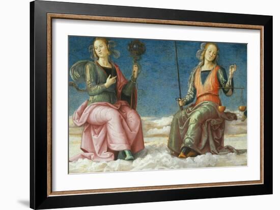 Lunette with Prudence and Justice-Pietro Perugino-Framed Giclee Print