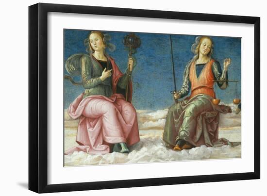 Lunette with Prudence and Justice-Pietro Perugino-Framed Giclee Print