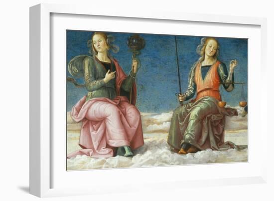 Lunette with Prudence and Justice-Pietro Perugino-Framed Giclee Print