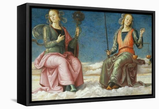 Lunette with Prudence and Justice-Pietro Perugino-Framed Premier Image Canvas