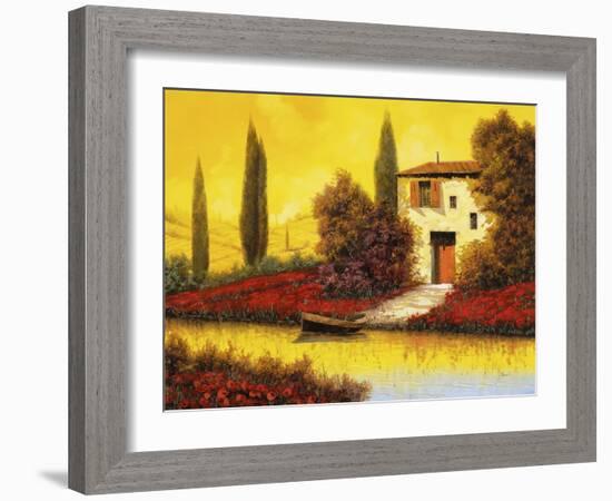 Lungo il Flume Tra I Papaveri-Guido Borelli-Framed Giclee Print