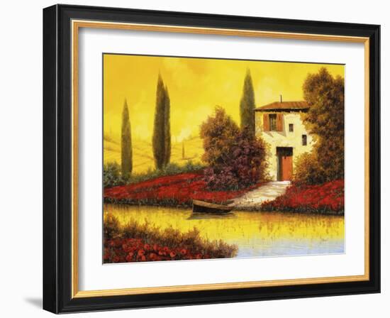 Lungo il Flume Tra I Papaveri-Guido Borelli-Framed Giclee Print