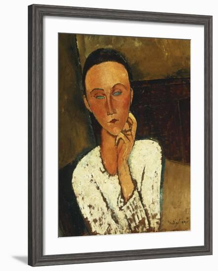 Lunia Czechowska (With Hand on the Right Cheek); Lunia Czechowska (La Main Gauche Sur La Joue),…-Amedeo Modigliani-Framed Giclee Print