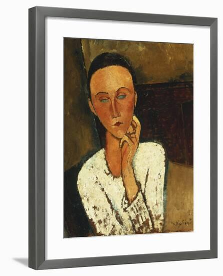 Lunia Czechowska (With Hand on the Right Cheek); Lunia Czechowska (La Main Gauche Sur La Joue),…-Amedeo Modigliani-Framed Giclee Print