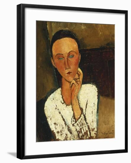 Lunia Czechowska (With Hand on the Right Cheek); Lunia Czechowska (La Main Gauche Sur La Joue),…-Amedeo Modigliani-Framed Giclee Print