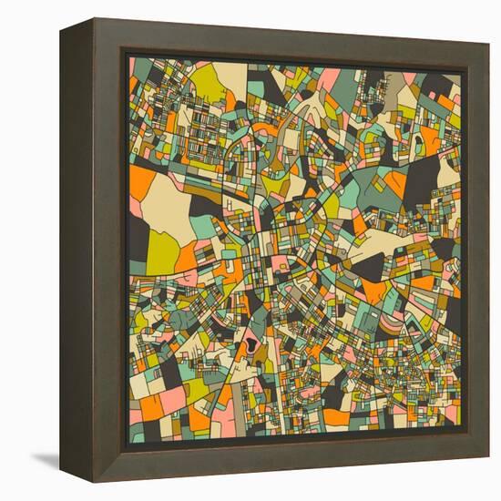 Lusaka Map-Jazzberry Blue-Framed Stretched Canvas