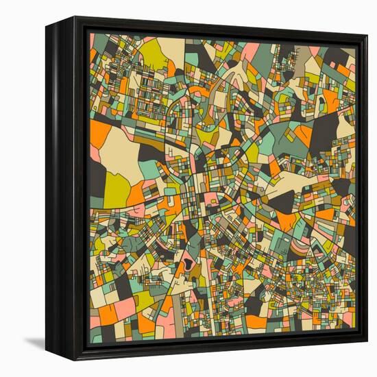 Lusaka Map-Jazzberry Blue-Framed Stretched Canvas