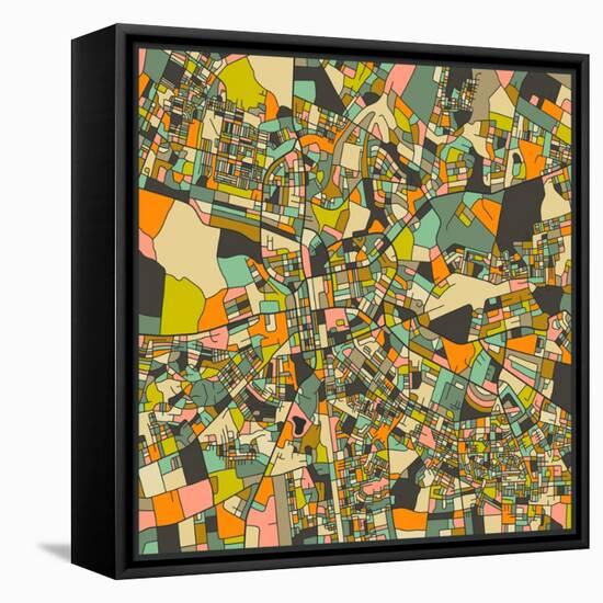 Lusaka Map-Jazzberry Blue-Framed Stretched Canvas