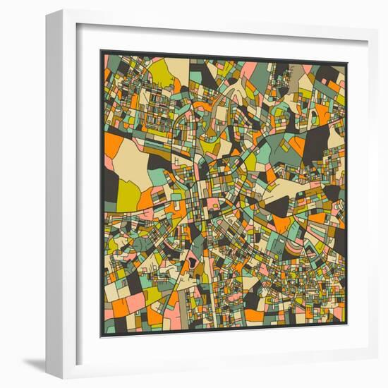 Lusaka Map-Jazzberry Blue-Framed Art Print