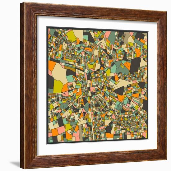 Lusaka Map-Jazzberry Blue-Framed Premium Giclee Print