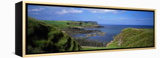 Lush Green Coastal Cliffs, Blue Sea, Northern Ireland-null-Framed Premier Image Canvas