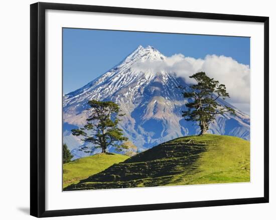 Lush hills in front of Mount Egmont-Jami Tarris-Framed Photographic Print