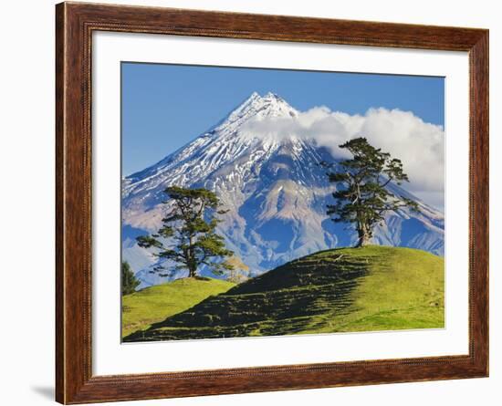 Lush hills in front of Mount Egmont-Jami Tarris-Framed Photographic Print