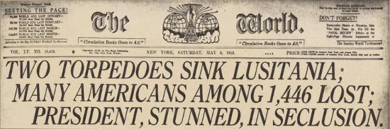Lusitania Sinking Headline from the World, a NYC Newspaper, May 15, 1915'  Art Print | Art.com