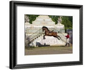 Lusitano Horse, Man Training Stallion In Dressage Steps, The High Leap-Carol Walker-Framed Photographic Print