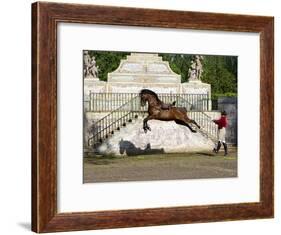 Lusitano Horse, Man Training Stallion In Dressage Steps, The High Leap-Carol Walker-Framed Photographic Print