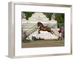 Lusitano Horse, Man Training Stallion In Dressage Steps, The High Leap-Carol Walker-Framed Photographic Print