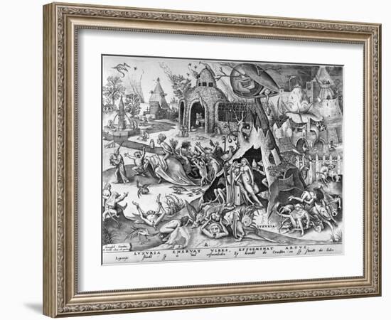 Lust, from the Seven Deadly Sins, Engraved by Pieter Ven Der Heyden, 1558-Pieter Bruegel the Elder-Framed Giclee Print