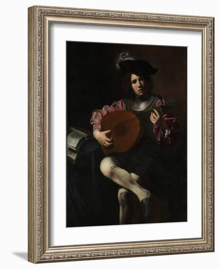 Lute Player, c.1625-26-Valentin de Boulogne-Framed Giclee Print